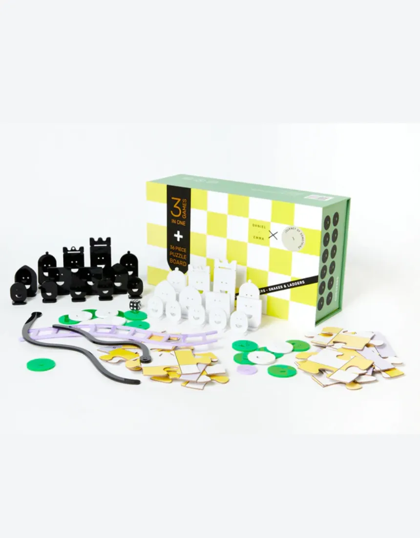 3-In-1 Game Set - Chess|Checkers|Snakes & Ladders