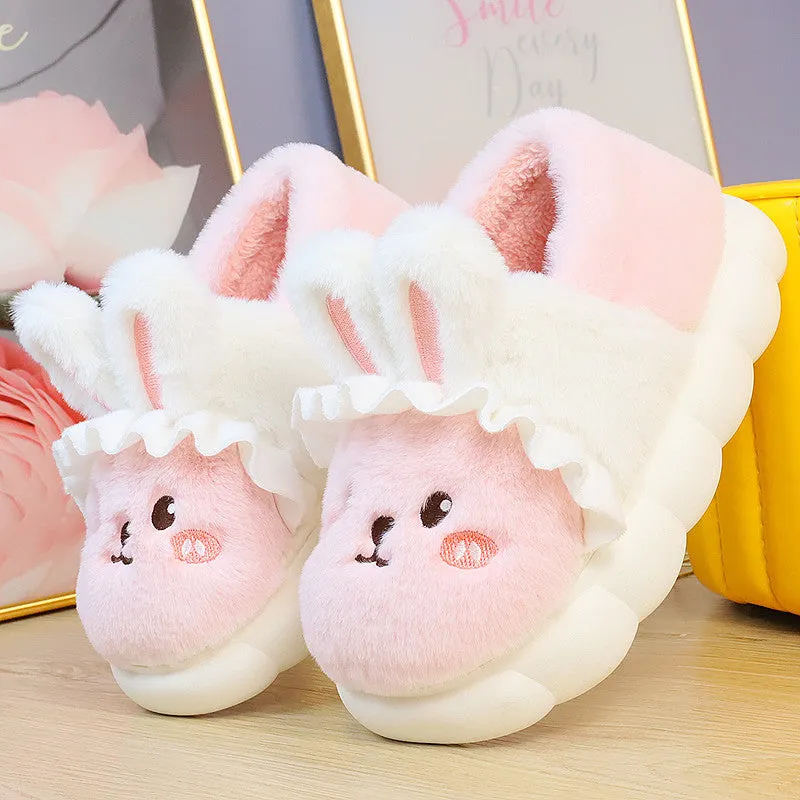 4 Colors Cute Fluffy Bunny Home Wear Slippers ON884