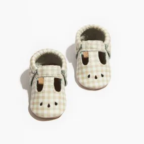 Almond Gingham Mary Jane Baby Shoe