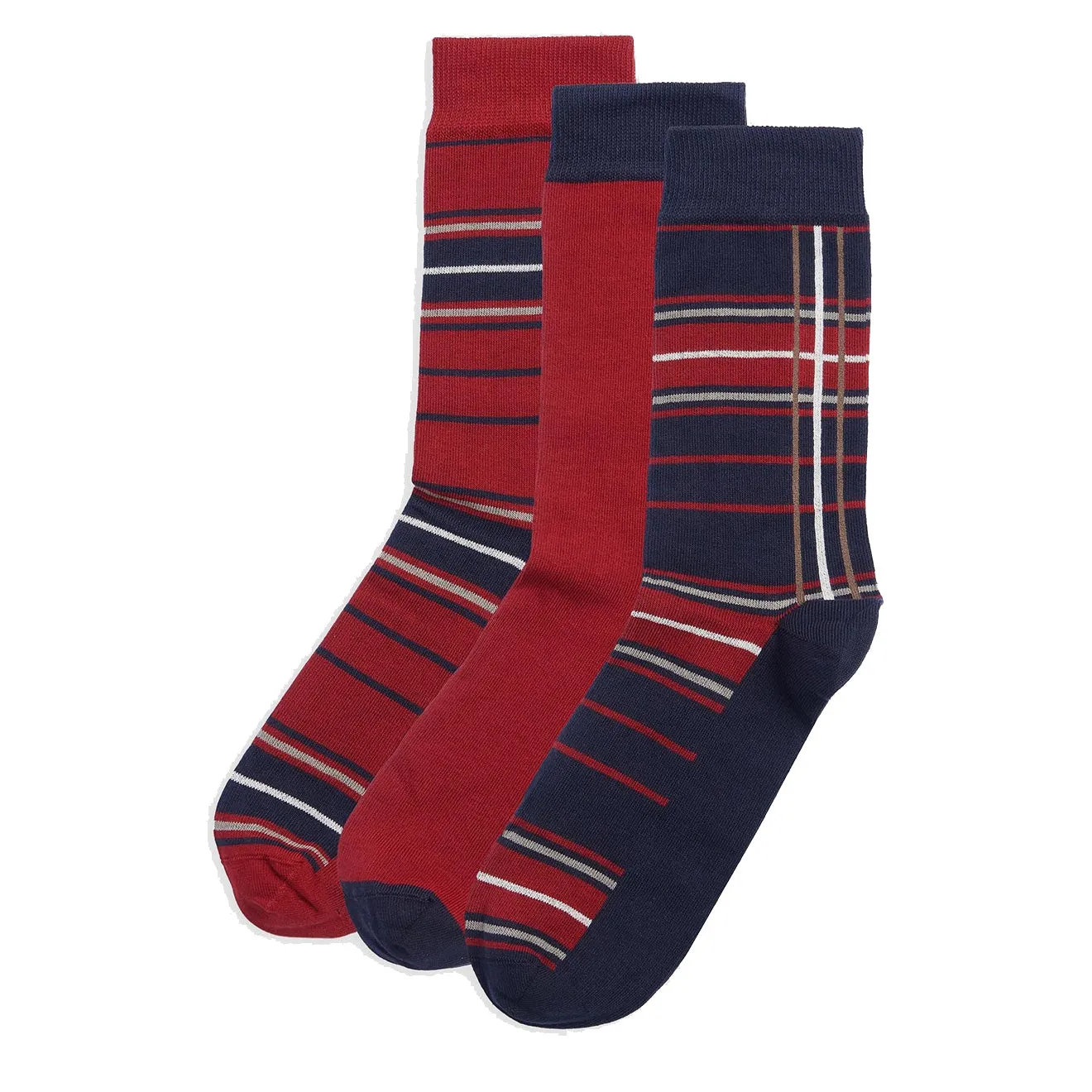 Barbour Tartan Sock Gift Box Cranberry