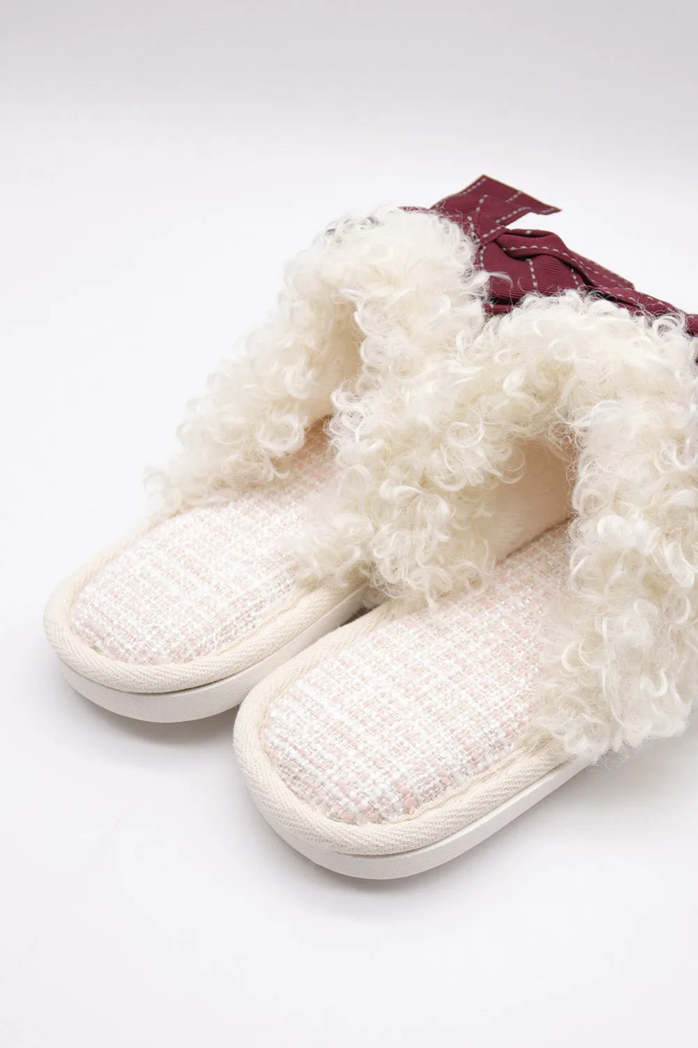 Borg Oversized Bow Slippers