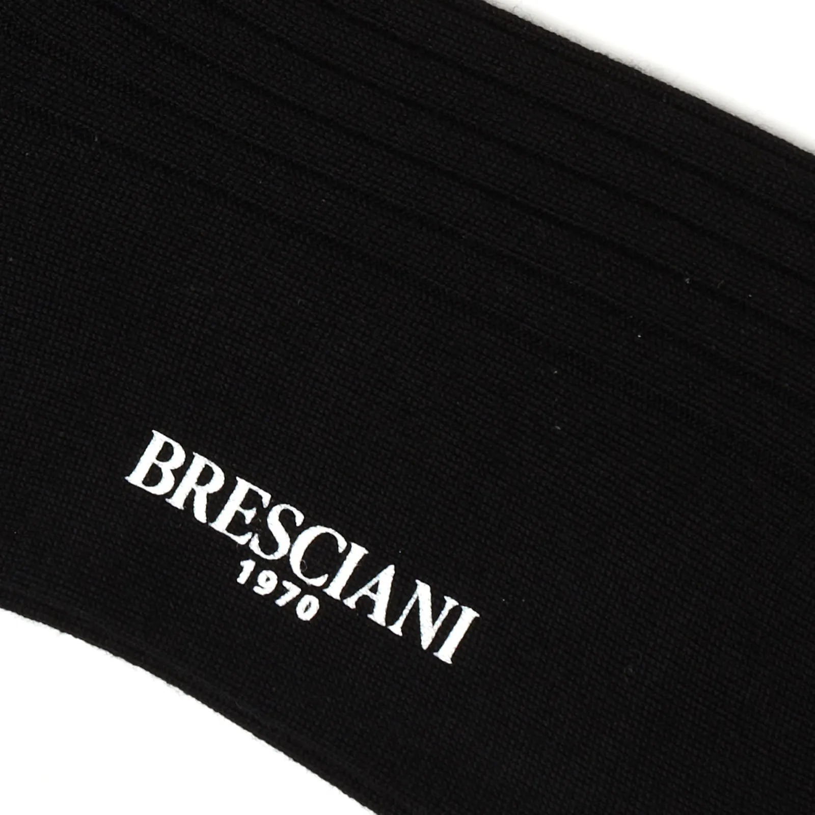 BRESCIANI Extrafine Wool Black Mid Calf Length Socks US M-L