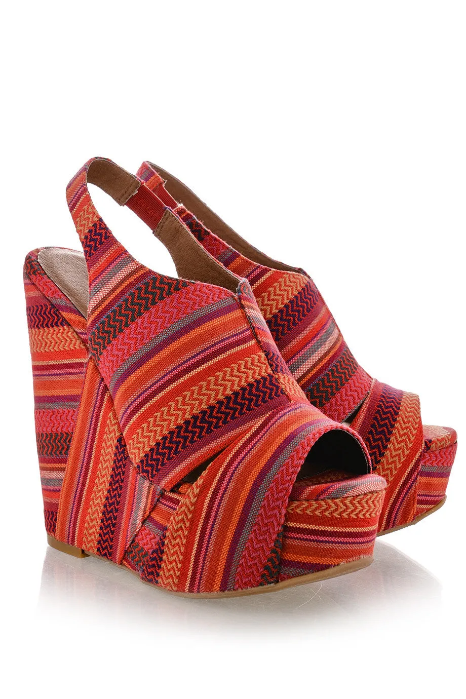 CHINESE LAUNDRY JEWEL TONE Striped Zigzag Wedges