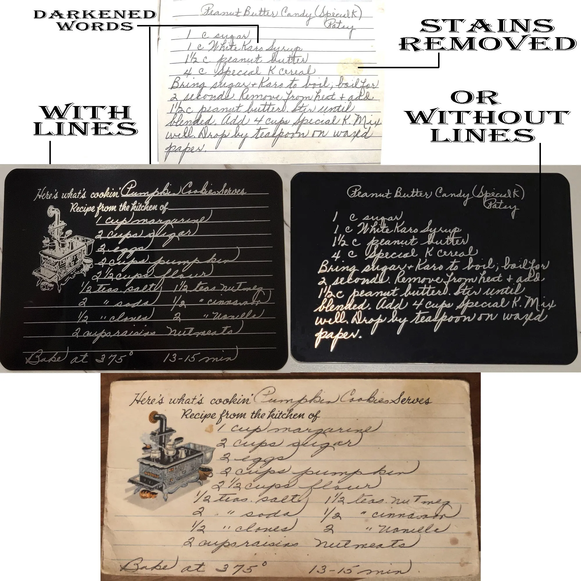 Engraved Handwritten Recipe Metal Card - Personalized Grandma's Recipe Card