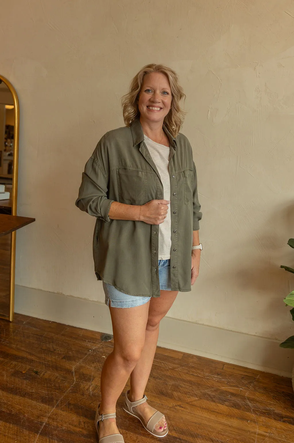 ERICA OVERSIZED TENCEL BUTTON DOWN TOP