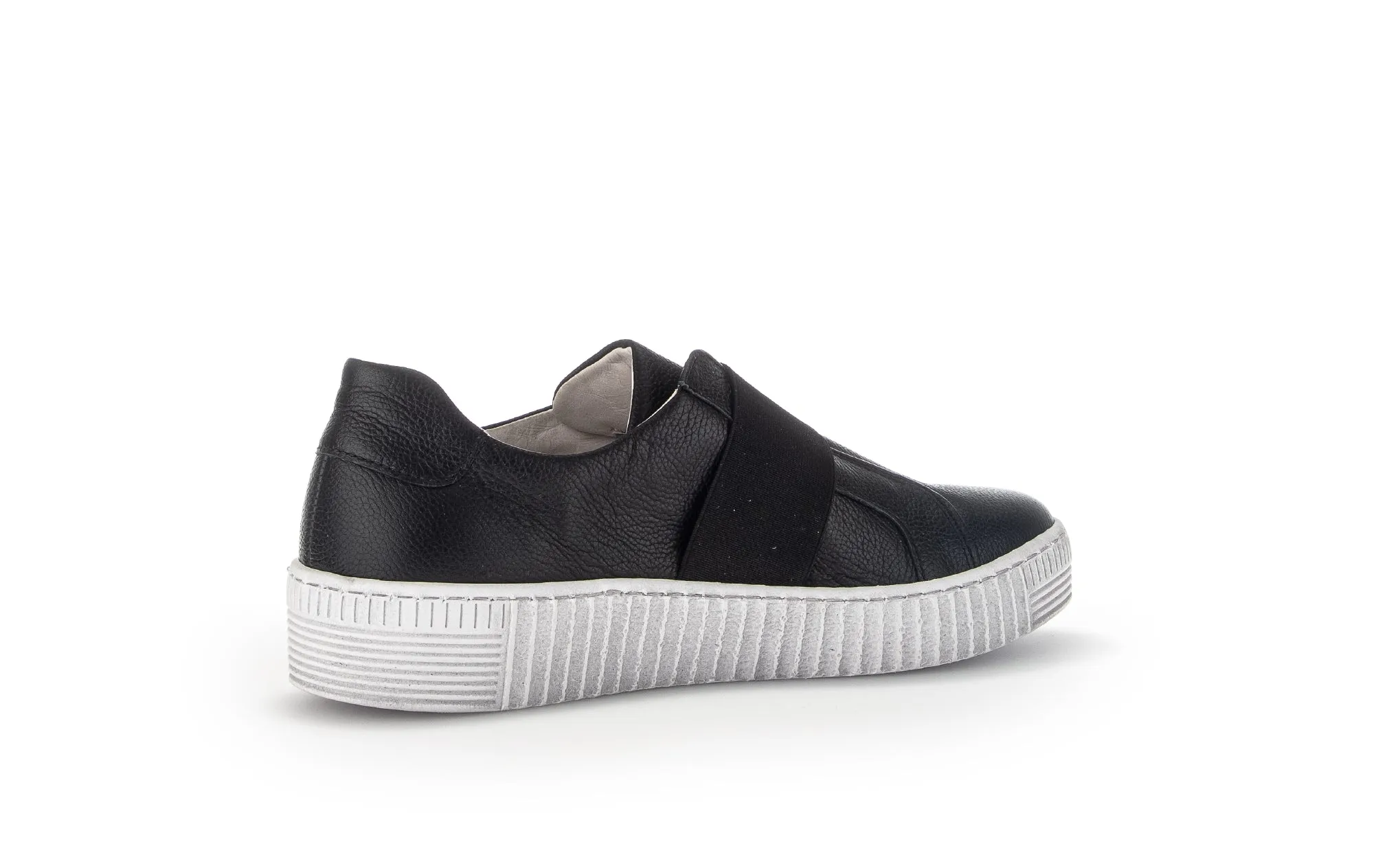 GABOR Black Leather Slip On Trainer