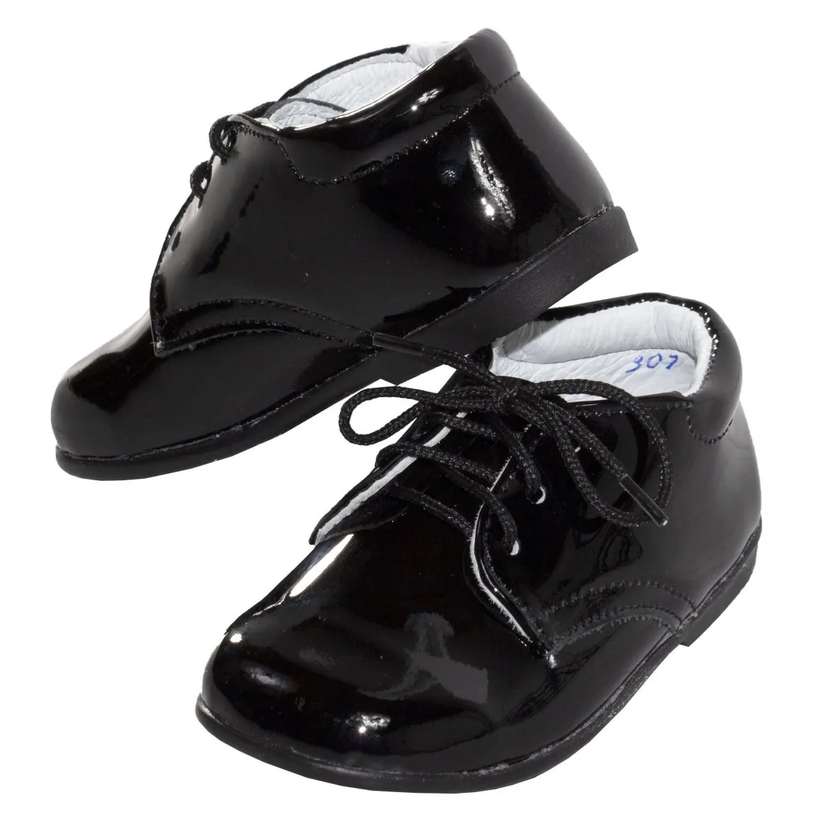 Infant Black Round Toe Dress Shoe Lace Up - Trevor