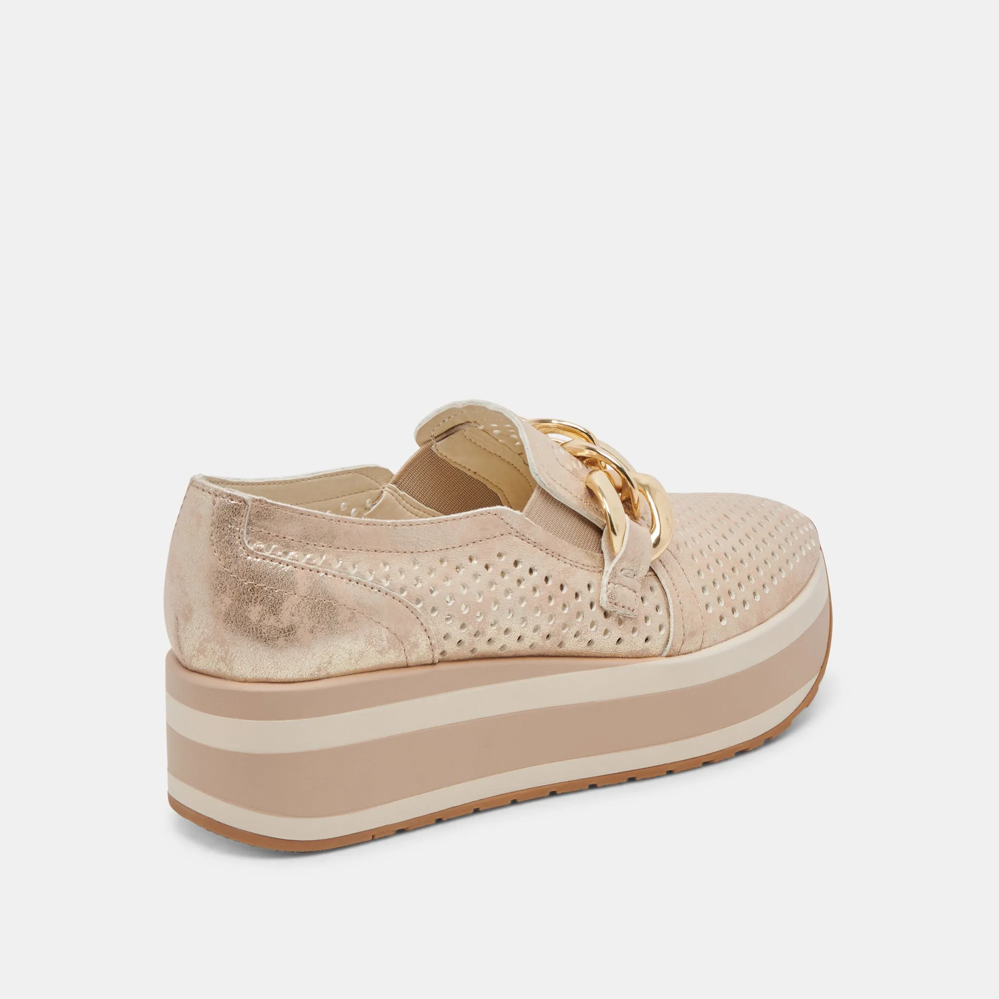 JHENEE PERFORATED SNEAKERS LIGHT GOLD NUBUCK