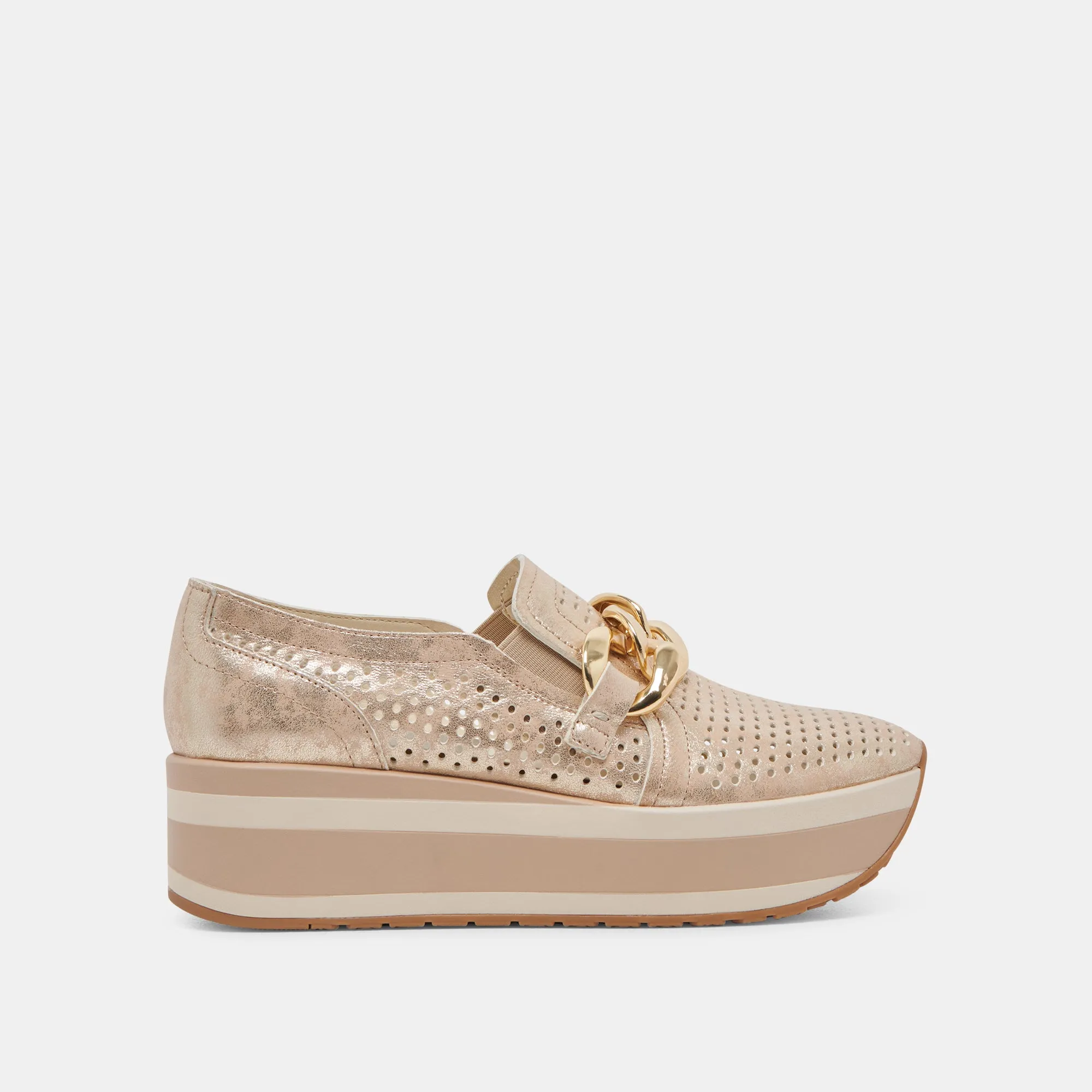 JHENEE PERFORATED SNEAKERS LIGHT GOLD NUBUCK