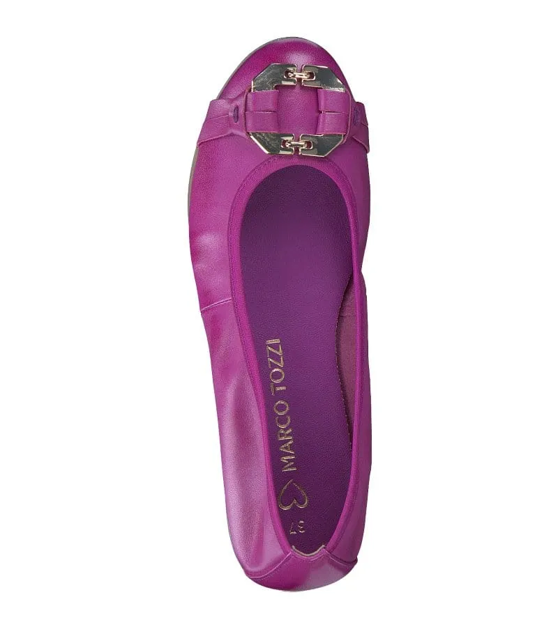 Marco Tozzi Womens Ballet Flats Purple Leather Shoes - 2-22102-42