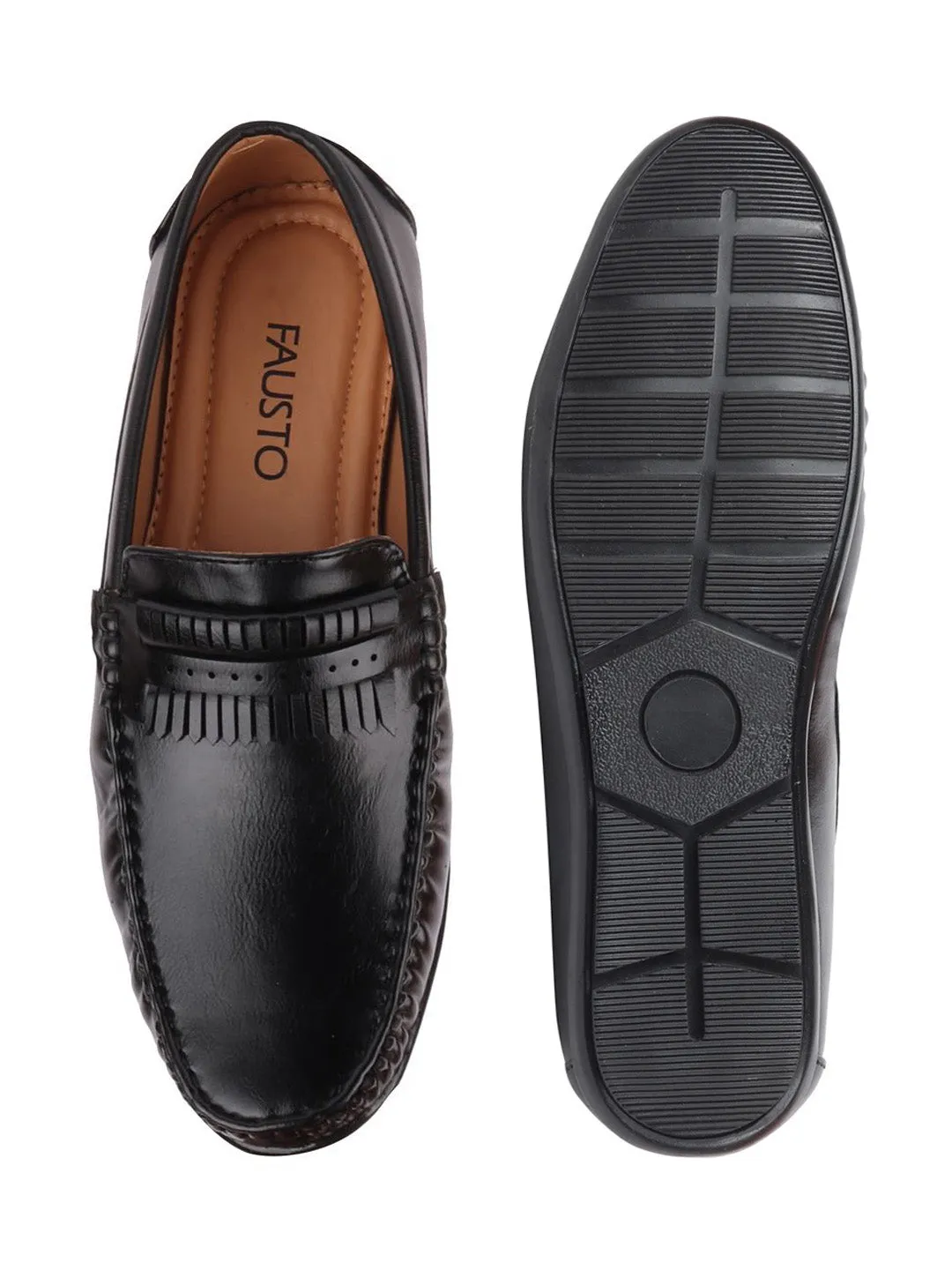 Men Black Casual Slip-On Loafers