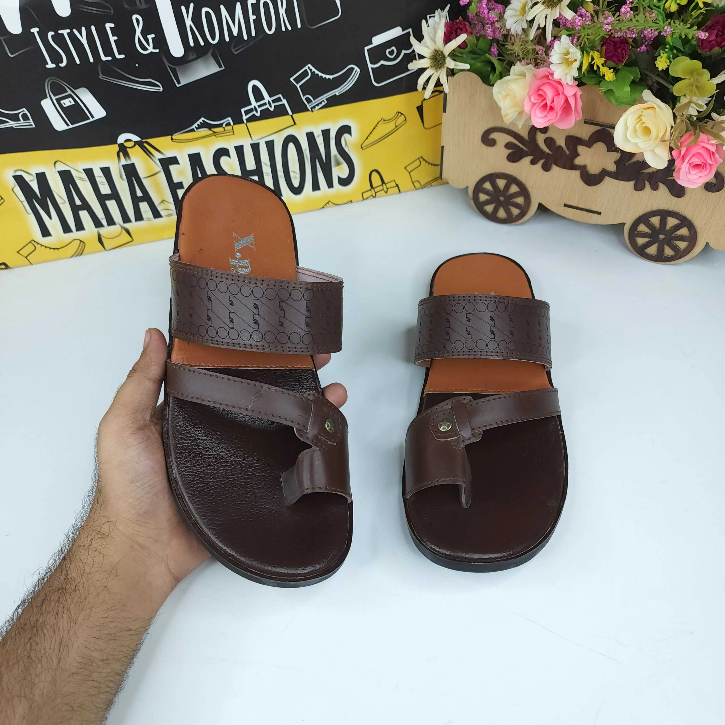 Men Brown Slippers