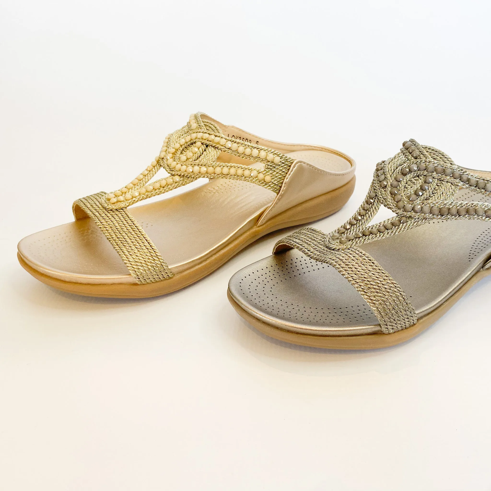 Queue gold beaded sandal