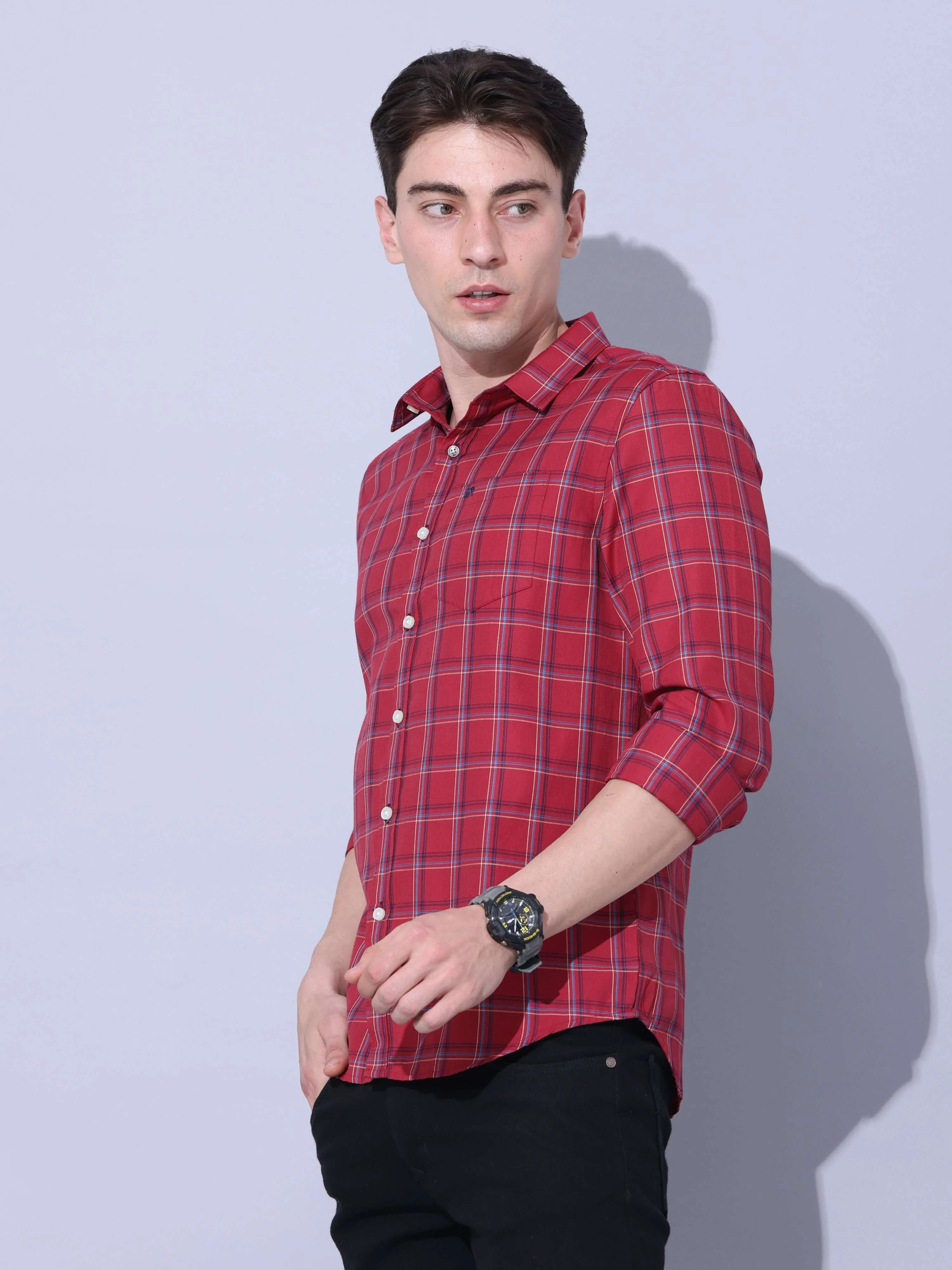 Red Checks Casual Shirt