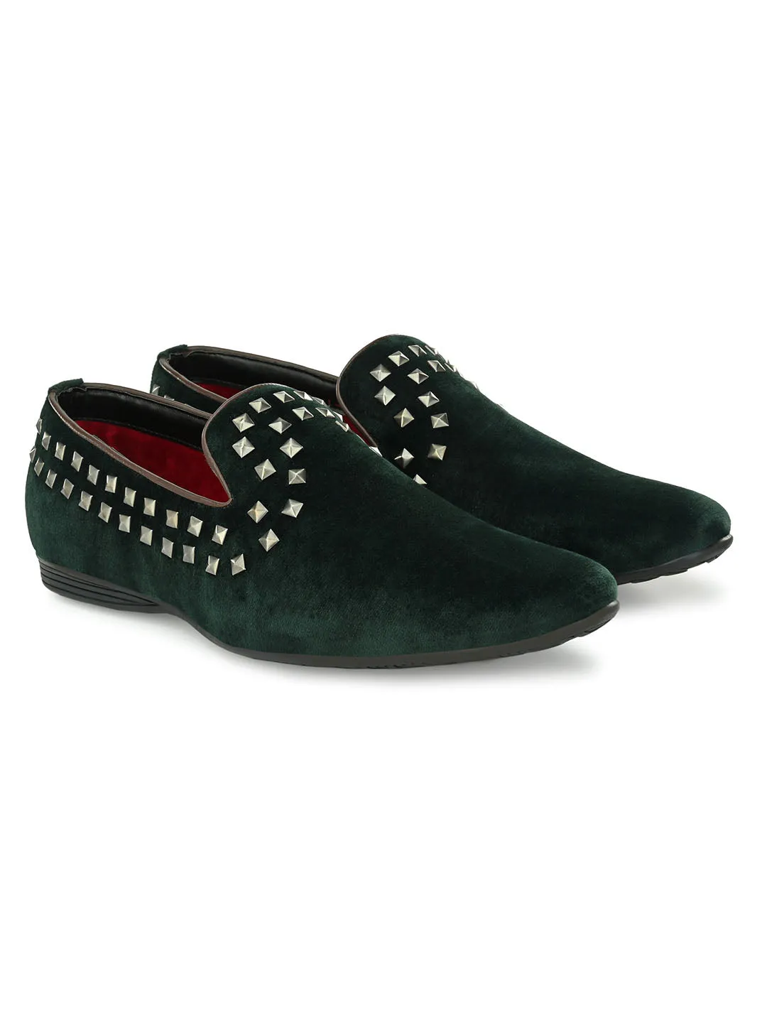 Rockstud Green Slip-ons