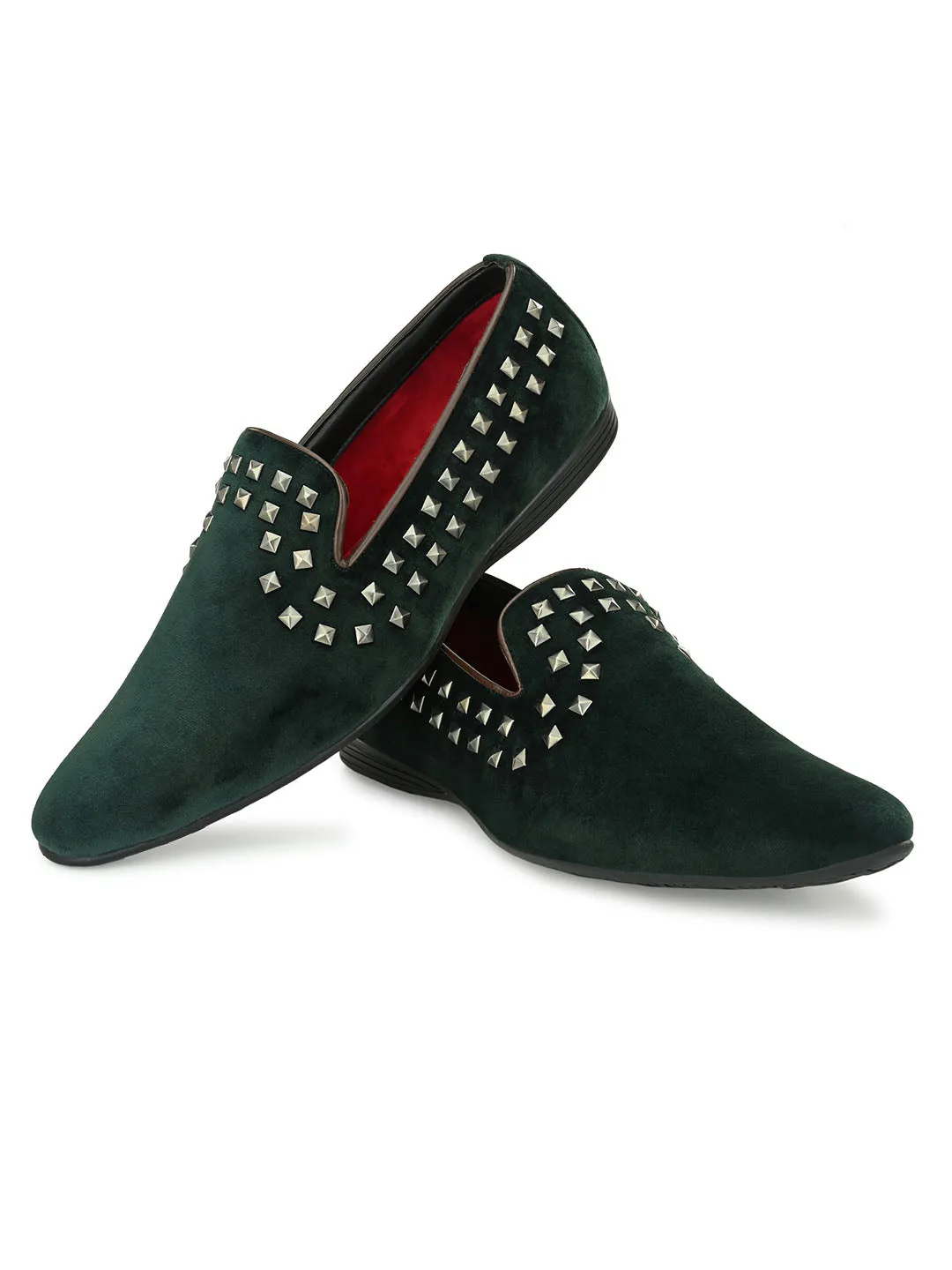 Rockstud Green Slip-ons