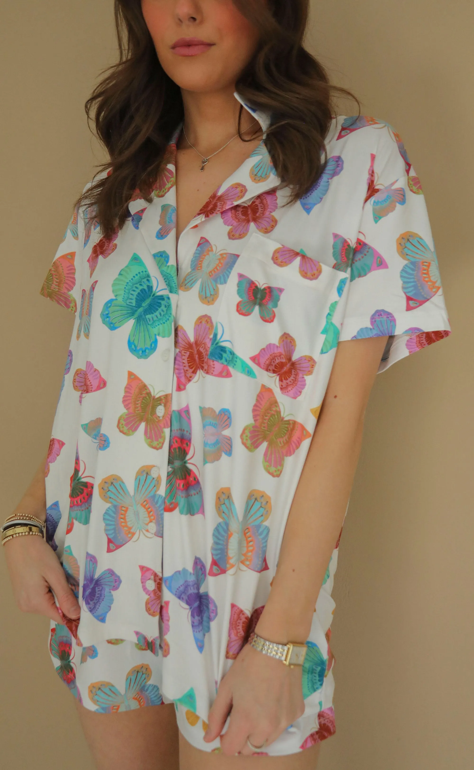 show me your mumu: sunday morning pj set - rainbow butterflies