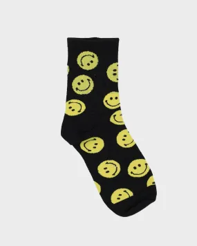 Smiley All Over Print Black Socks