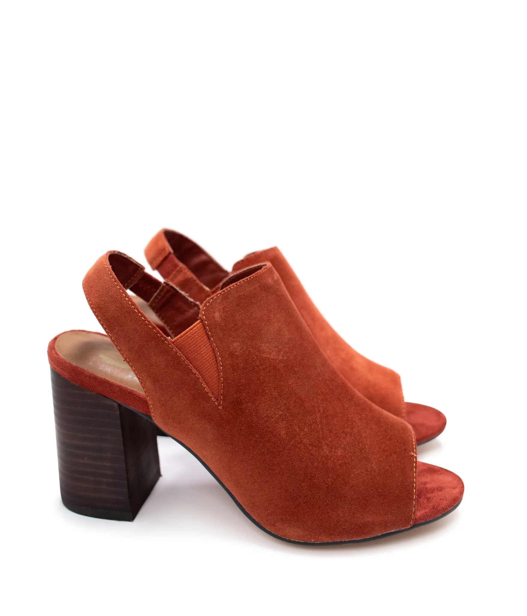 Stonecrest Heeled Mule in Rust Suede