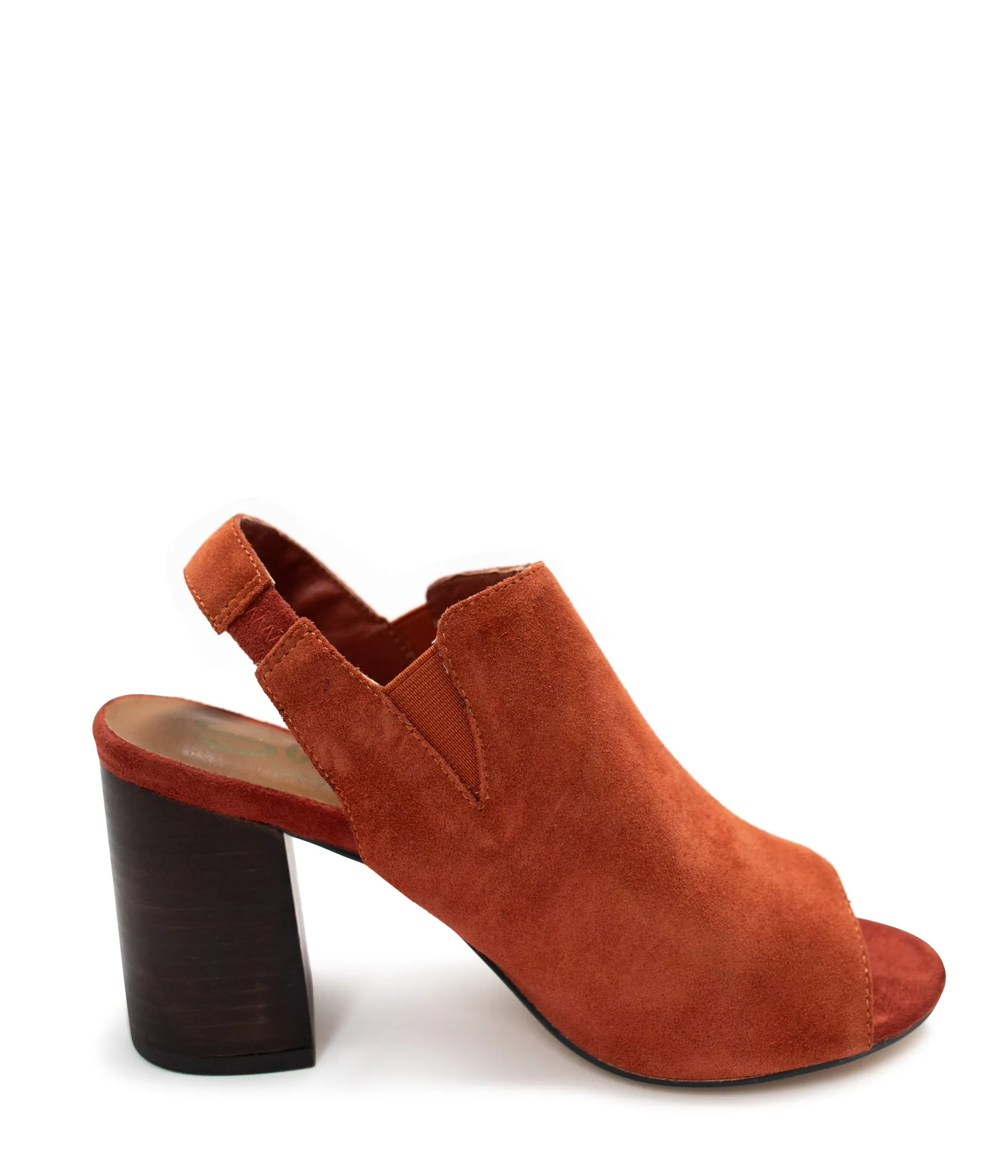 Stonecrest Heeled Mule in Rust Suede