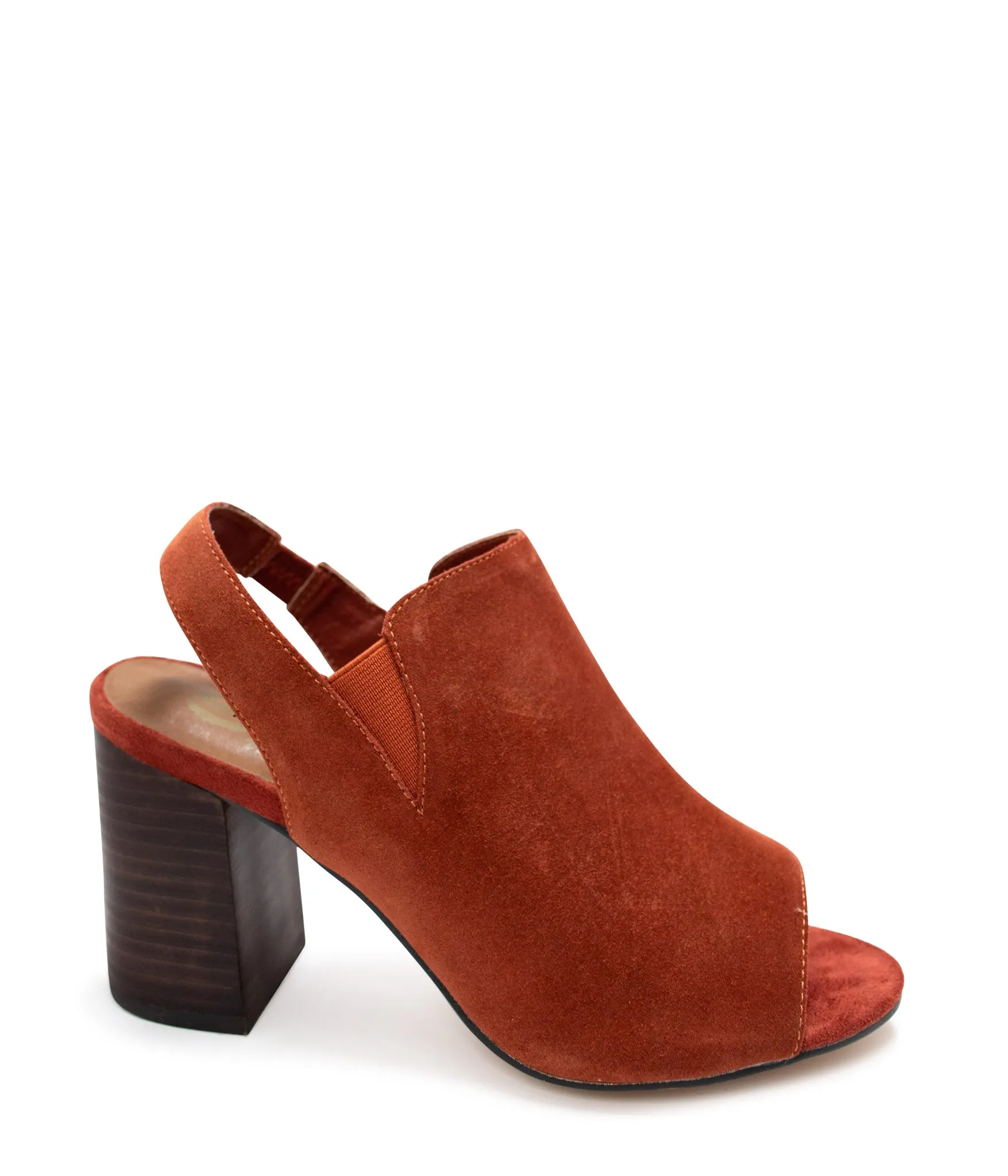 Stonecrest Heeled Mule in Rust Suede