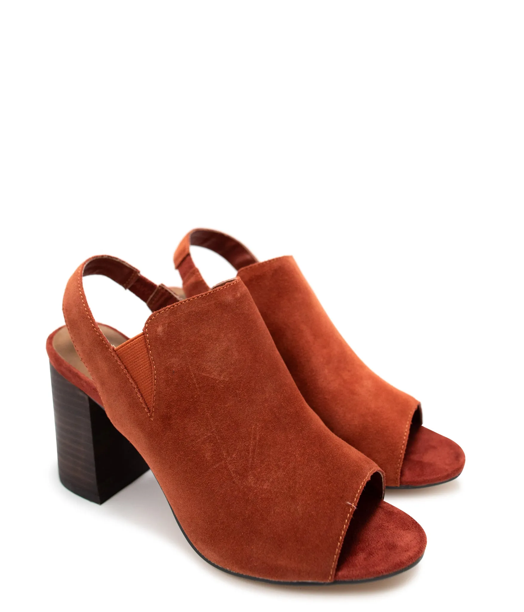 Stonecrest Heeled Mule in Rust Suede