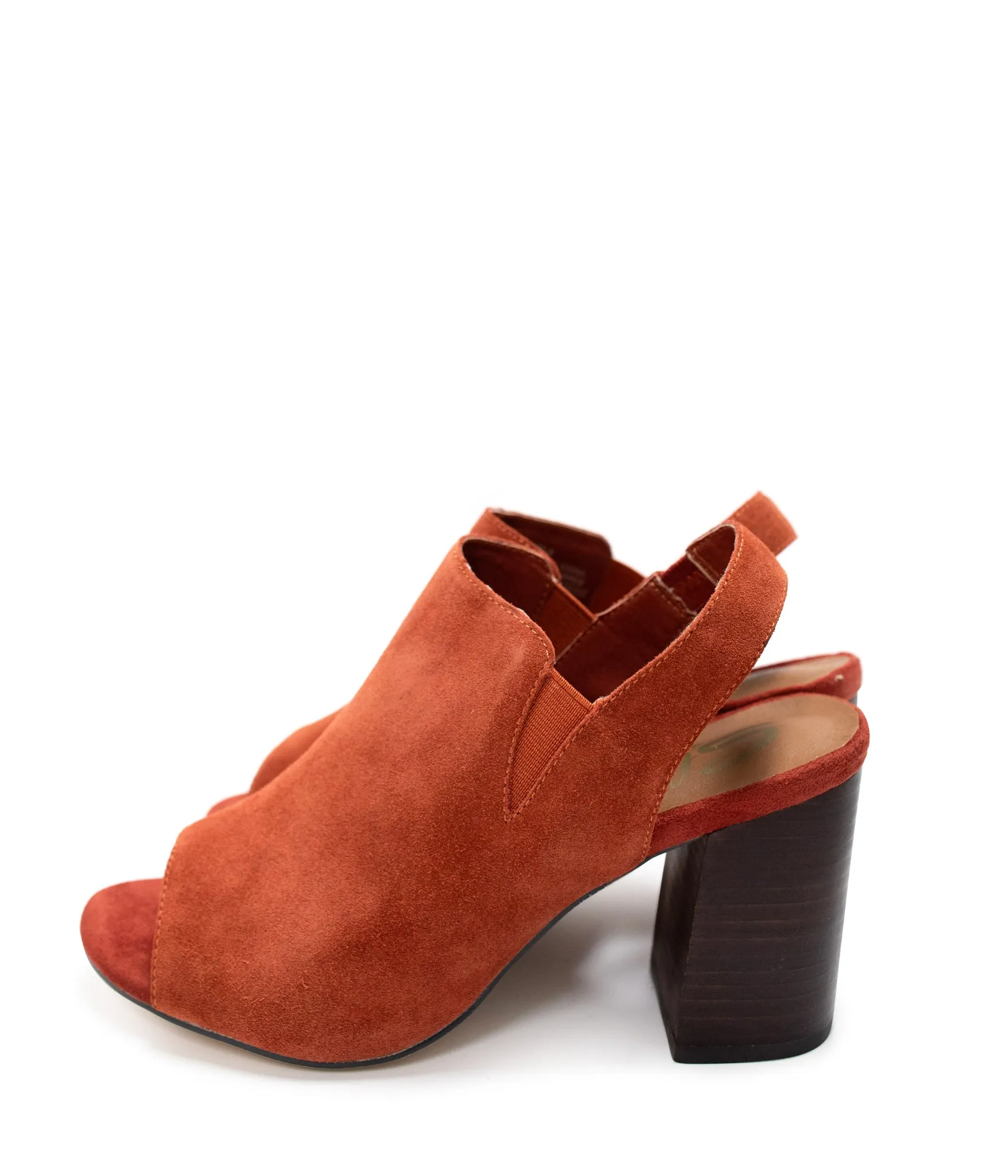 Stonecrest Heeled Mule in Rust Suede