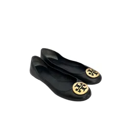 Tory Burch Black Leather 'REVA' Logo Ballet Flats | Pre Loved |