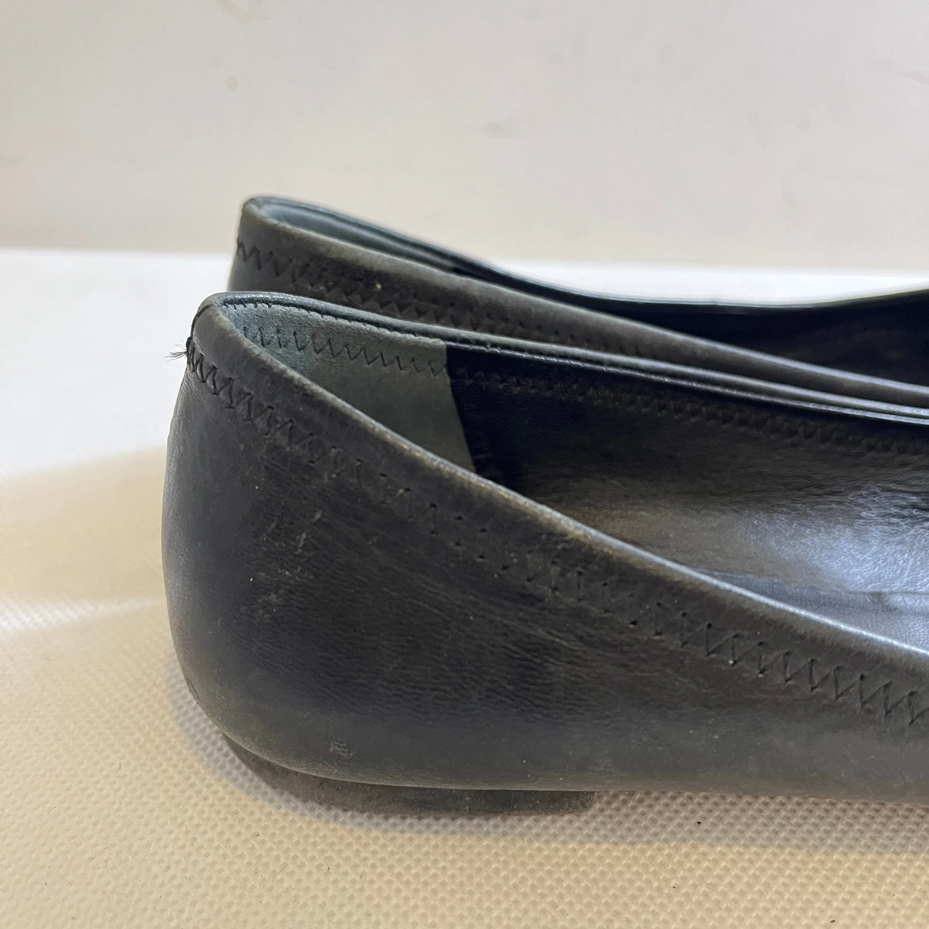 Tory Burch Black Leather 'REVA' Logo Ballet Flats | Pre Loved |