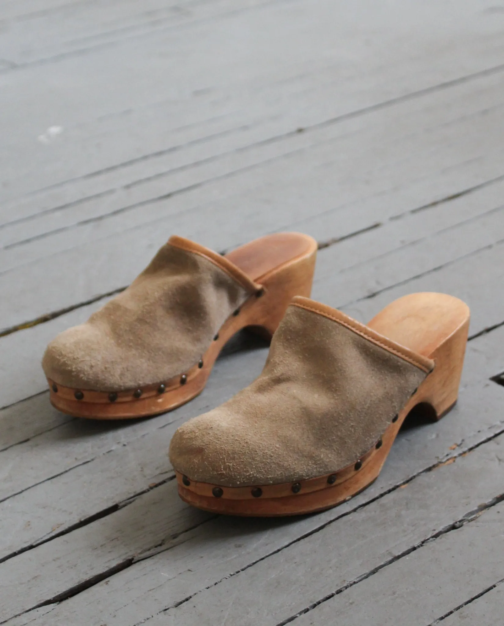 vintage suede clogs