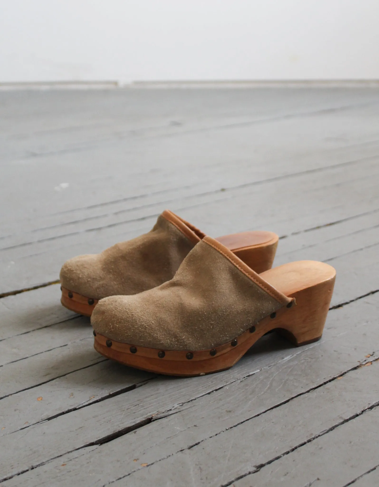 vintage suede clogs