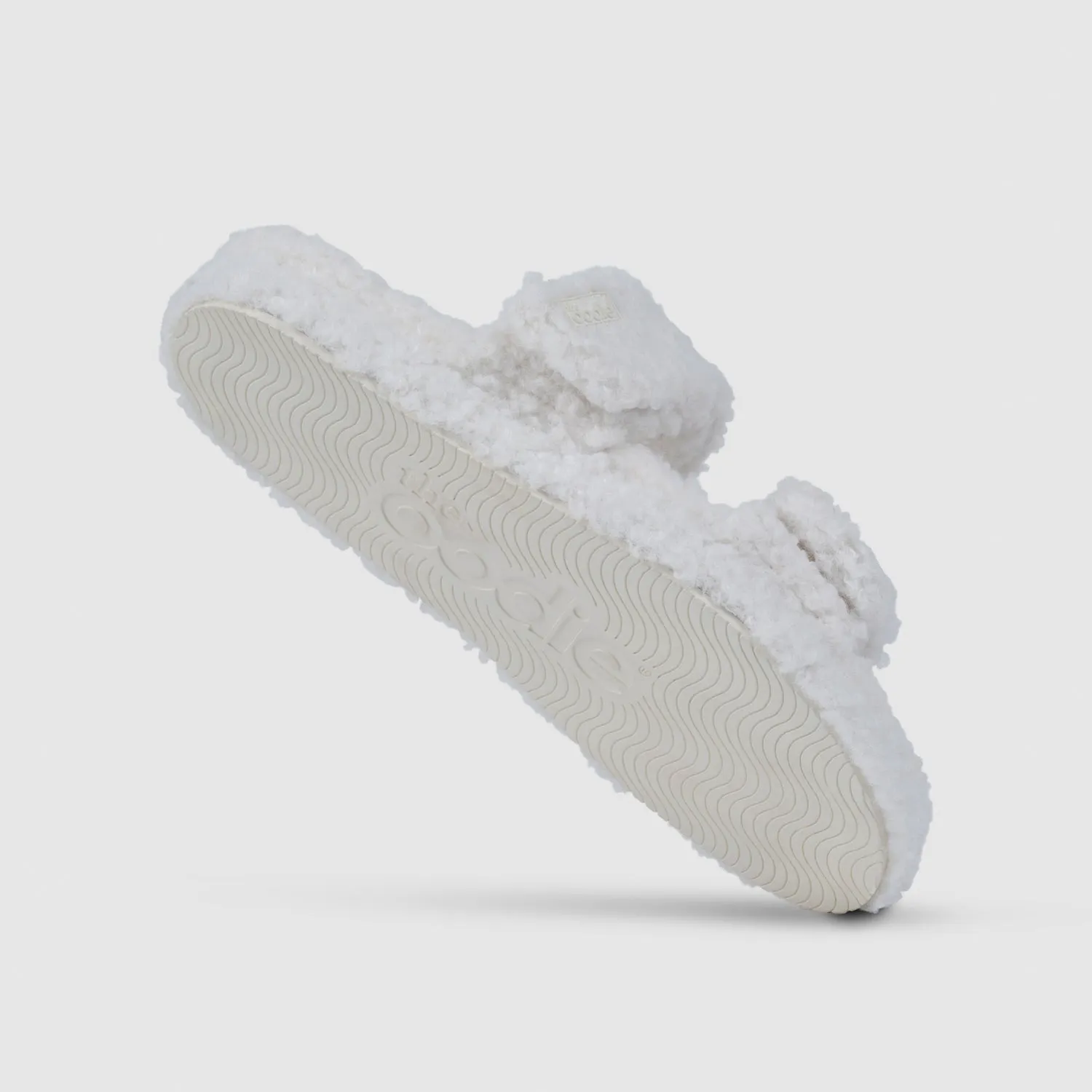 White Two Strap Sherpa Slide