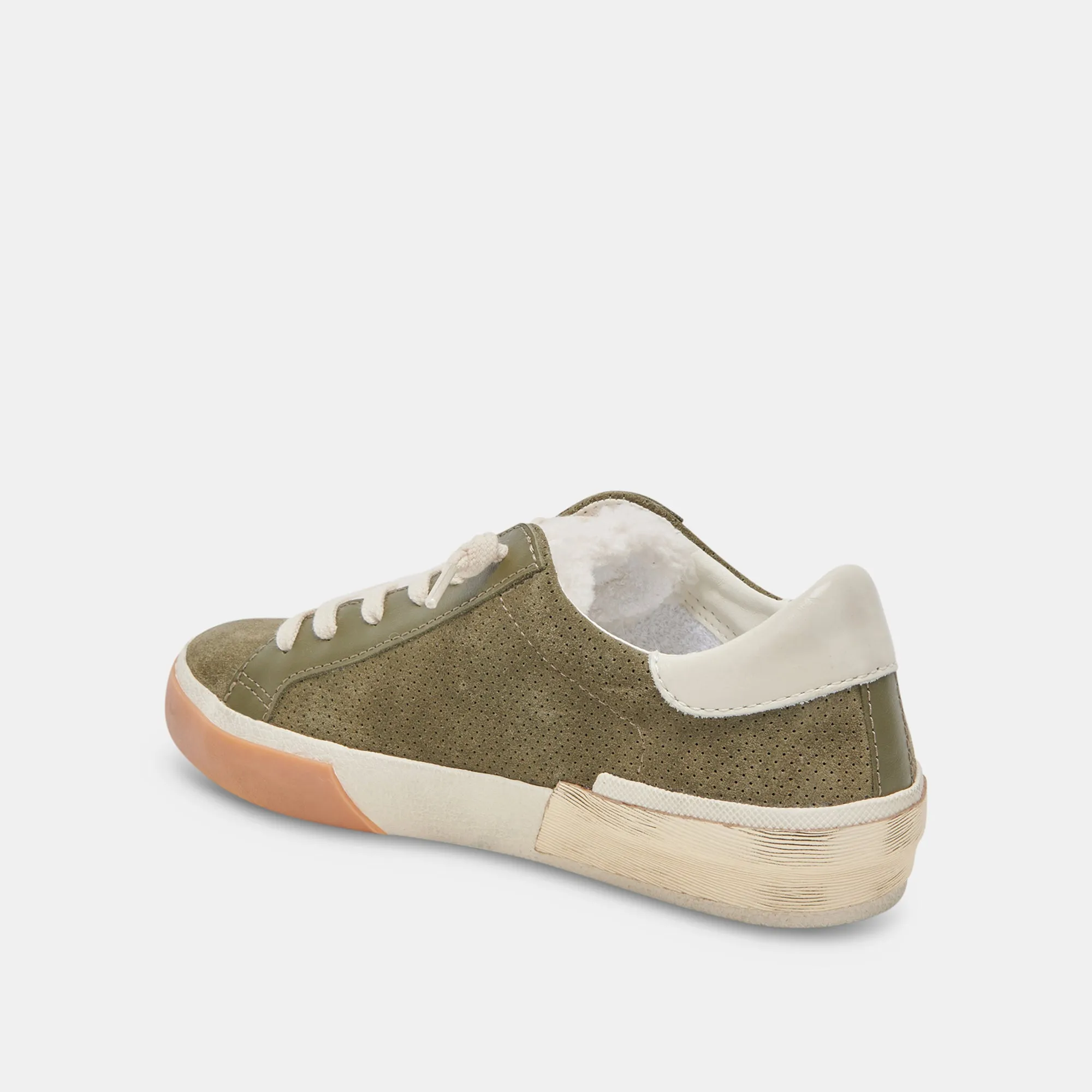 ZINA PLUSH SNEAKERS MOSS PERFORATED SUEDE